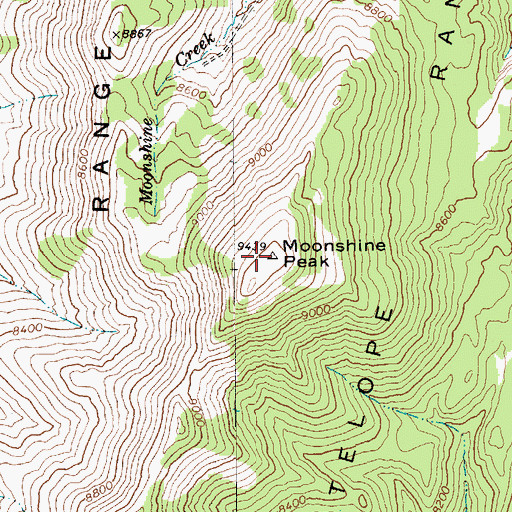 Topographic Map of Moonshine Peak, NV
