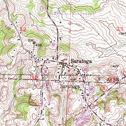 Topographic Map of Saratoga Post Office, AR