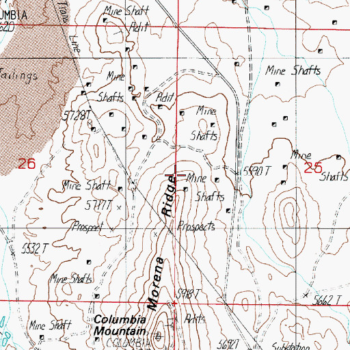 Topographic Map of Morena Ridge, NV