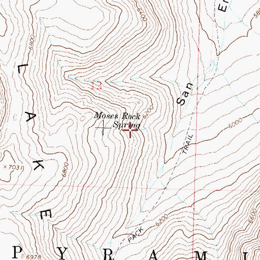 Topographic Map of Moses Rock Spring, NV
