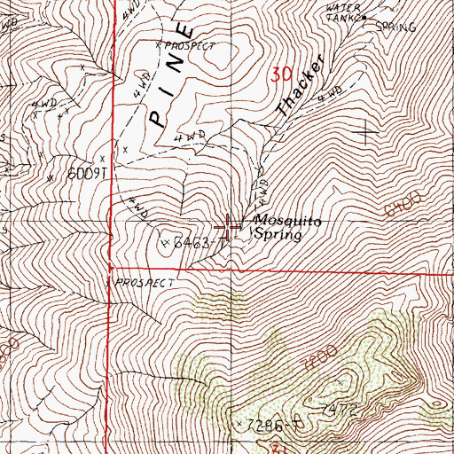 Topographic Map of Mosquito Spring, NV