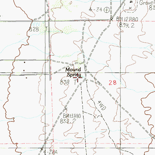 Topographic Map of Mound Spring, NV