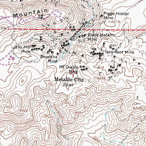 Topographic Map of Mount Diablo Mine, NV