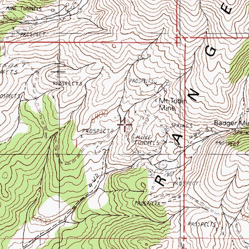 Topographic Map of Mount Tobin Mine, NV