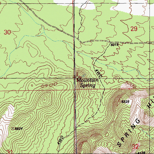 Topographic Map of Mountain Spring, NV