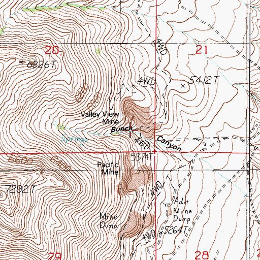 Topographic Map of Valley View Mine, NV