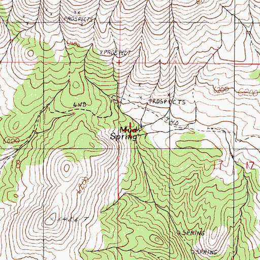 Topographic Map of Mud Spring, NV