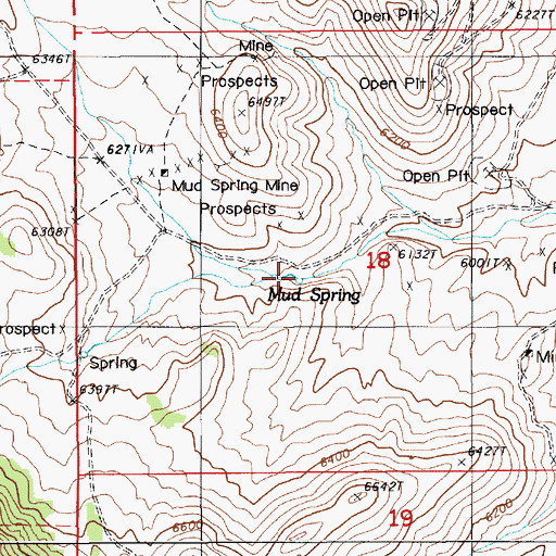 Topographic Map of Mud Spring, NV