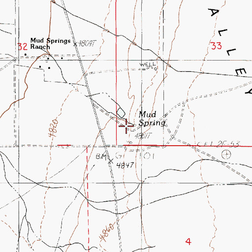 Topographic Map of Mud Spring, NV