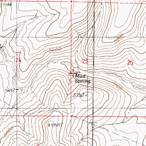 Topographic Map of Mud Spring, NV