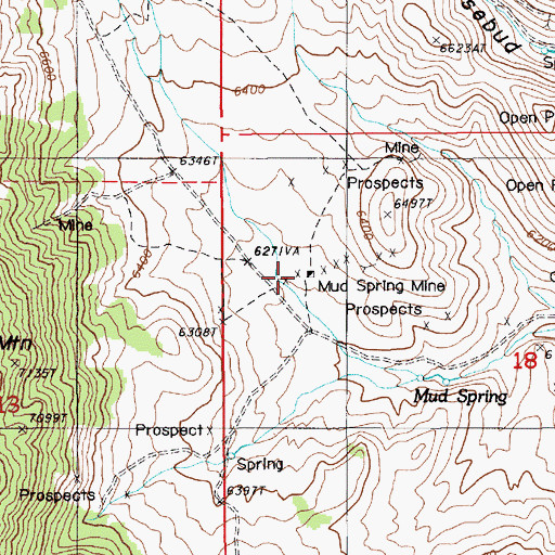 Topographic Map of Mud Spring Mine, NV