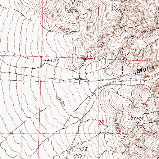 Topographic Map of Mullens Canyon, NV