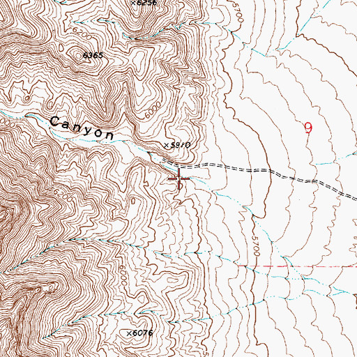 Topographic Map of Music Canyon, NV