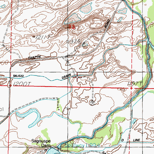 Topographic Map of Mussi Drain, NV