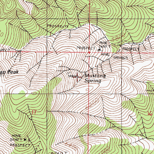 Topographic Map of Mustang Spring, NV