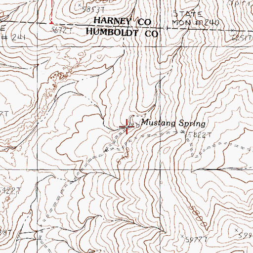 Topographic Map of Mustang Spring, NV