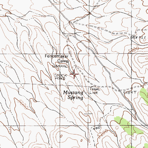 Topographic Map of Mustang Spring, NV