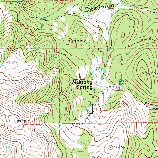 Topographic Map of Mustang Spring Reservoir, NV