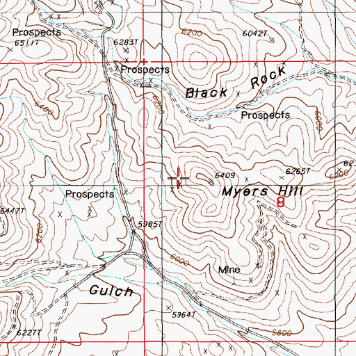 Topographic Map of Myers Hill, NV