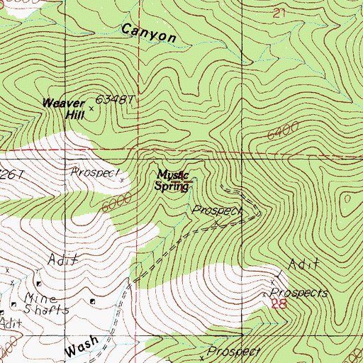 Topographic Map of Mystic Spring, NV