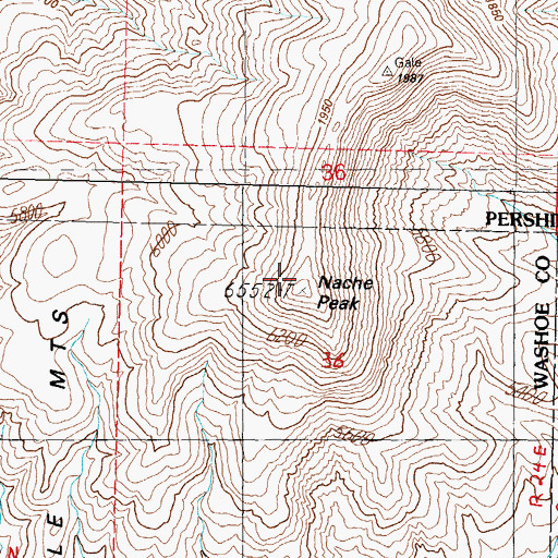 Topographic Map of Nache Peak, NV