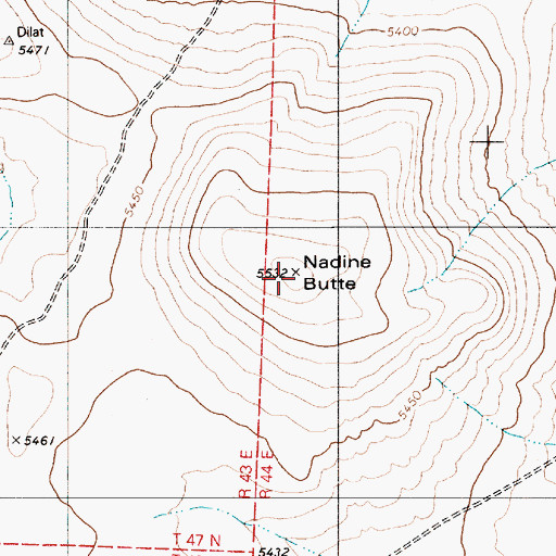 Topographic Map of Nadine Butte, NV