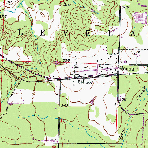 Topographic Map of Genoa Post Office, AR