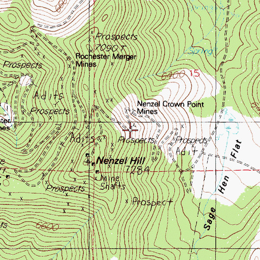 Topographic Map of Nenzel Crown Point Mines, NV