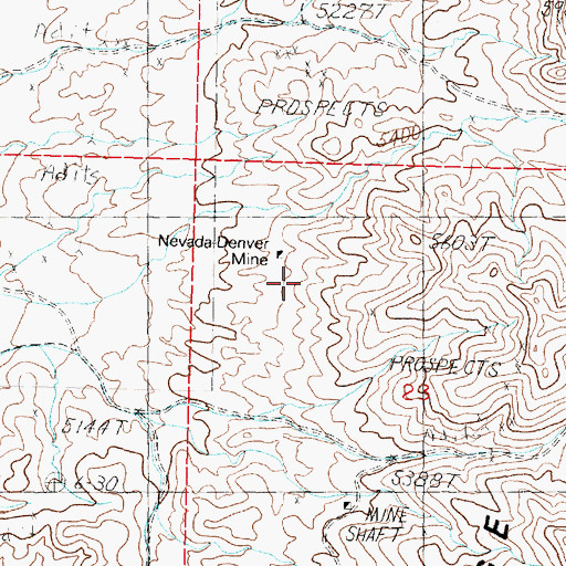 Topographic Map of Nevada Denver Mine, NV