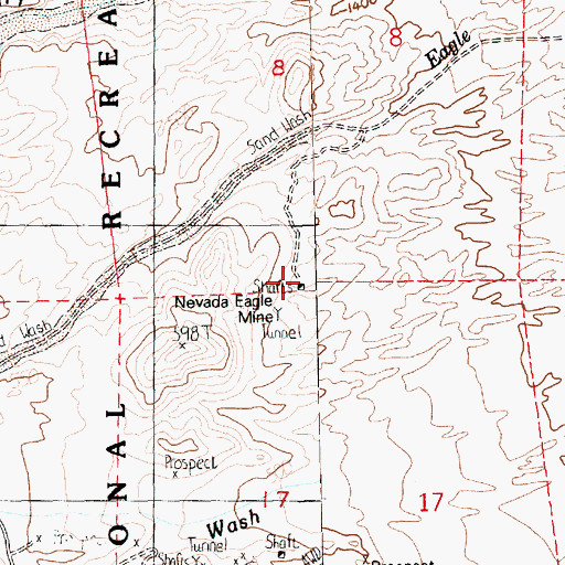 Topographic Map of Nevada Eagle Mine, NV