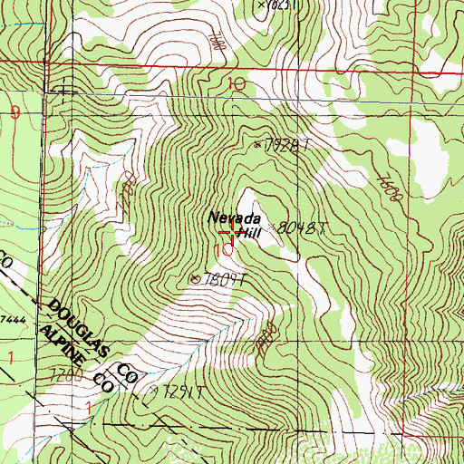 Topographic Map of Nevada Hill, NV