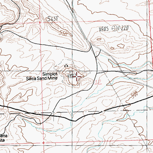 Topographic Map of Simplot Silica Sand Mine, NV