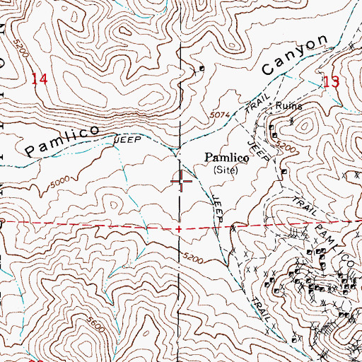 Topographic Map of Never Sweat Canyon, NV
