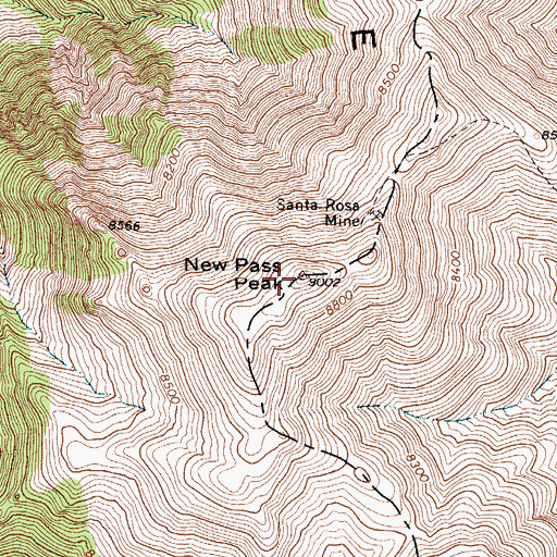 Topographic Map of New Pass Peak, NV