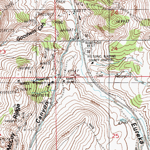 Topographic Map of New York Canyon, NV