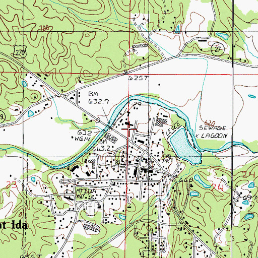 Topographic Map of Mount Ida Post Office, AR