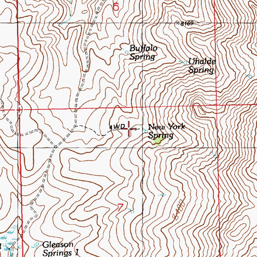 Topographic Map of New York Spring, NV