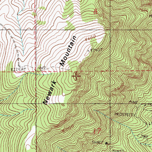 Topographic Map of Newark Mountain, NV