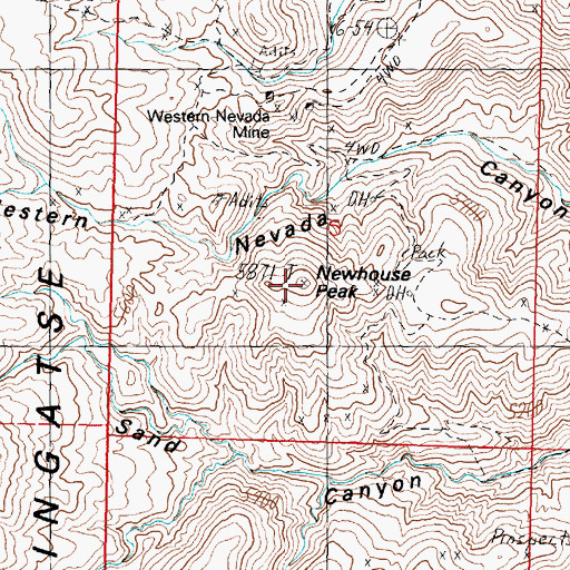 Topographic Map of Newhouse Peak, NV