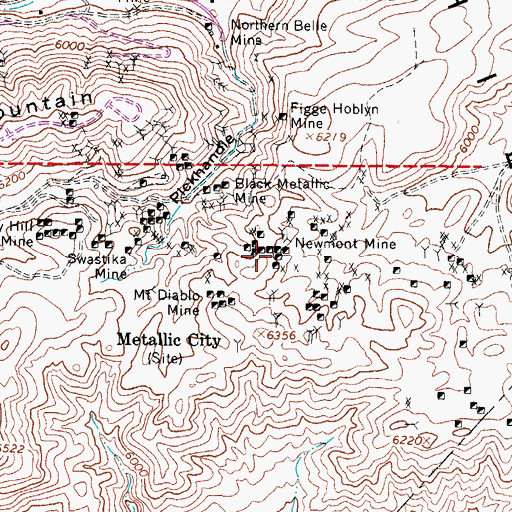 Topographic Map of Newmont Mine, NV