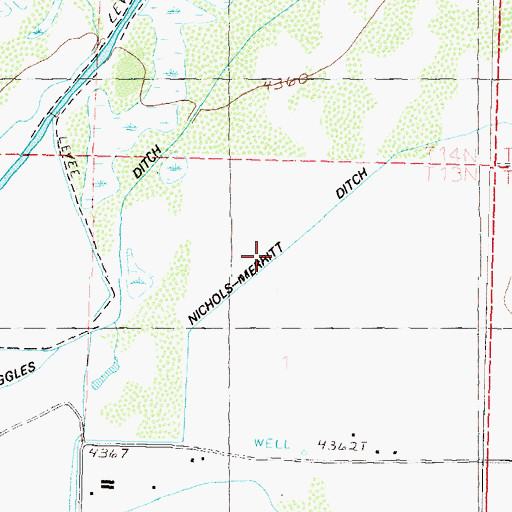 Topographic Map of Nichols-Merritt Ditch, NV