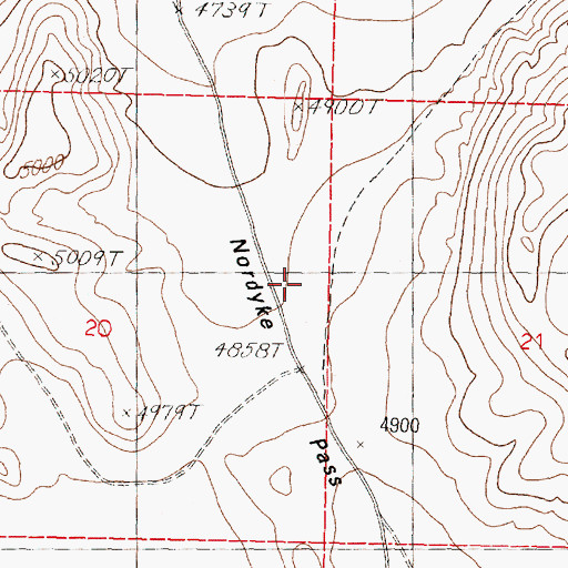 Topographic Map of Nordyke Pass, NV