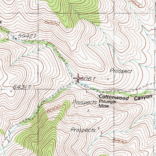 Topographic Map of North Fork Cottonwood Canyon, NV