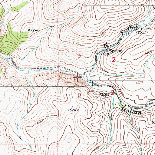 Topographic Map of North Fork Italian Creek, NV