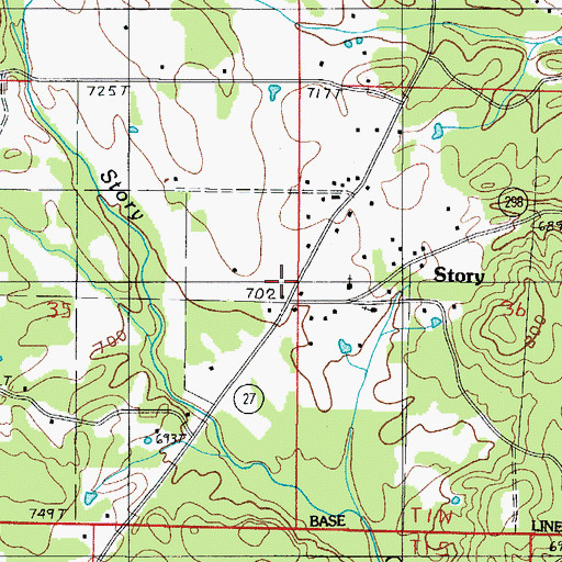 Topographic Map of Story Post Office, AR