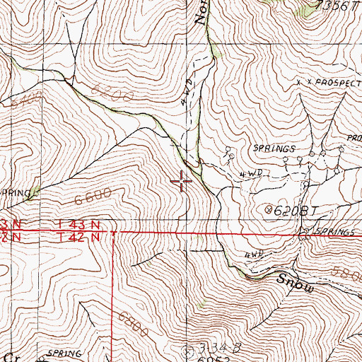 Topographic Map of North Fork Snow Creek, NV