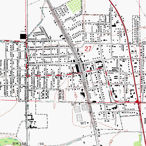 Topographic Map of Dumas Post Office, AR