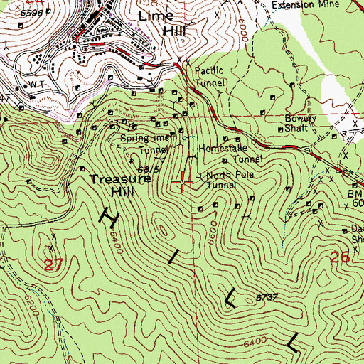Topographic Map of North Pole Tunnel, NV