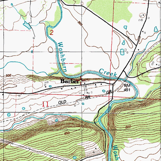 Topographic Map of Barber Post Office (historical), AR