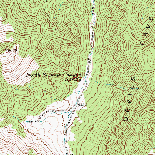 Topographic Map of North Sixmile Canyon Spring, NV